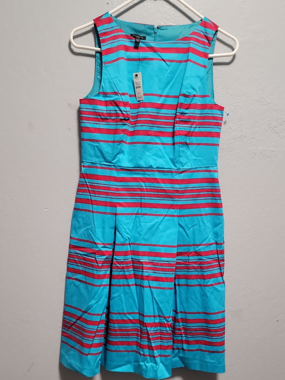 Talbots Turquoise Dress with Pink Stripes